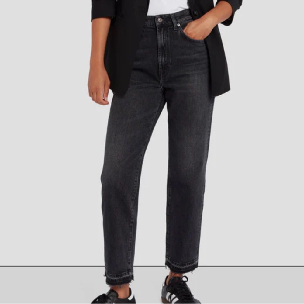 7 For All Mankind Logan Stovepipe Unrolle Hem Women's Jeans in Licorice
